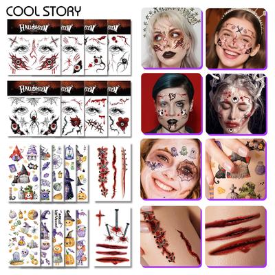Halloween Stickers, Tattoo Stickers, Event Atmosphere, European and American Festival Masquerade Balls, Body Decorations