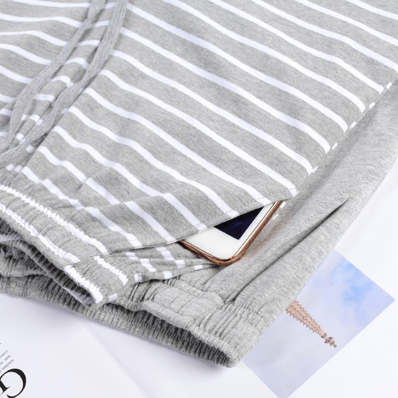 Men's Thin Pajama Pants Soft  Athletic Drawstring Stretchy Sleep Pants Loose Cotton Sweatpants with Pockets Breathable Casual Striped Home Pants Male