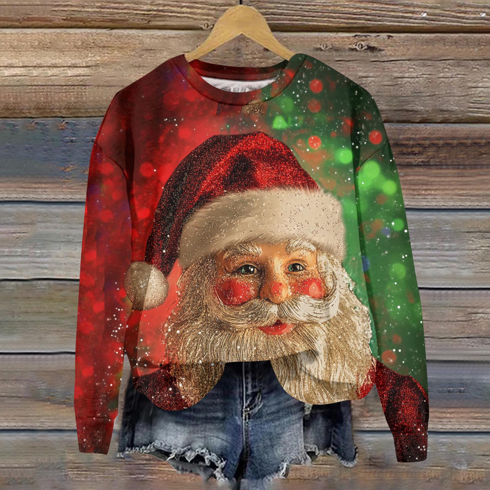 

Женский рождественский спортивный худи с длинными рукавами и круглым вырезом XXL