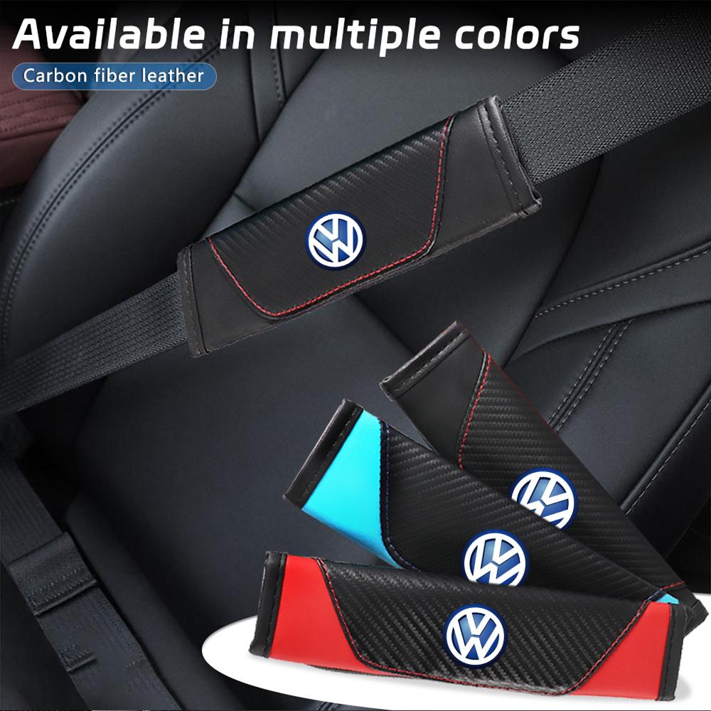 2pcs Car Shoulder Protector Pad Leather Safety Belt Cover For Volkswagen GTI Golf Polo 6 7 Passat VW CC Tiguan T-ROC Jetta Taigo
