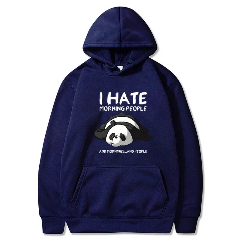 Lazy Panda I Hate Morning People Bedrukte Hoodie Dames Casual Mode Hoody Herfst Zacht Sweatshirt Harajuku Warme Sportkleding Heren