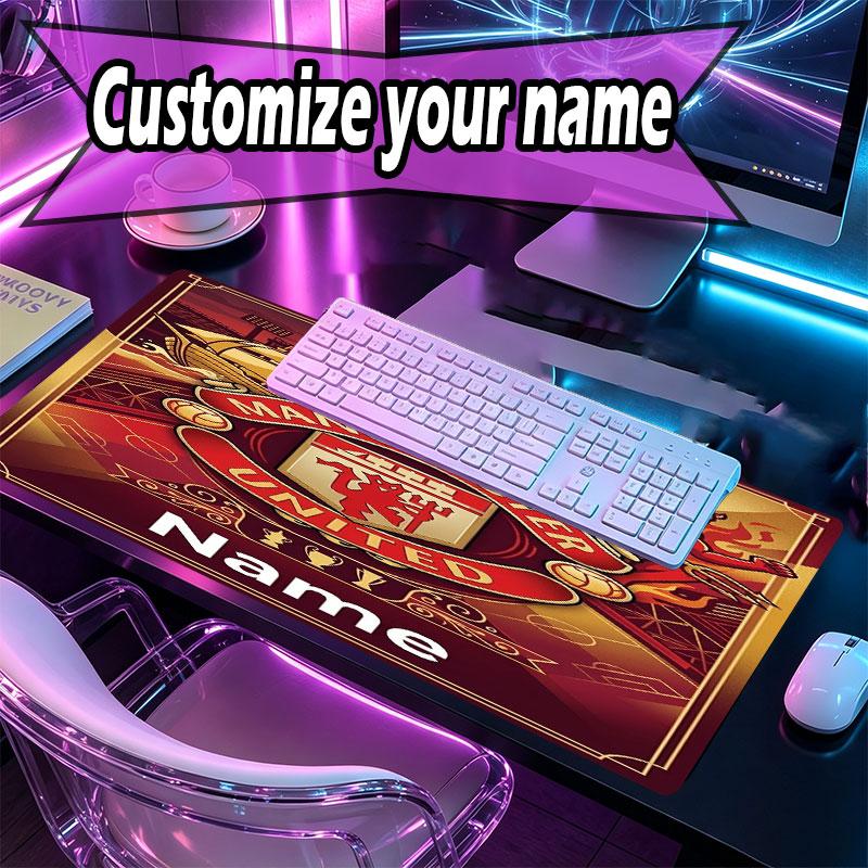 Custom Name Personalized Manchester United Pattern Mousepad, Laptop PC Desk Mat, Decorative Desk Mat for Home Keyboard Pad Gift