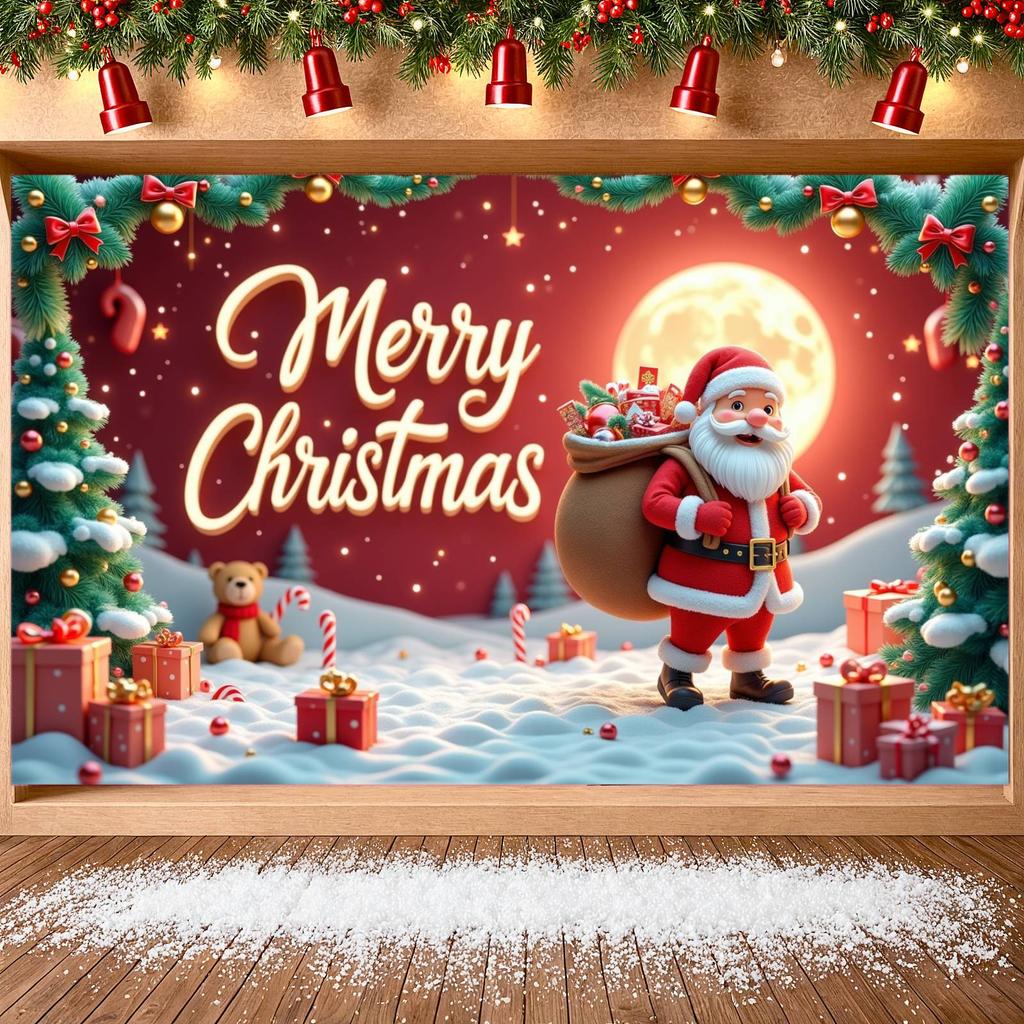 Merry Christmas Banner Gold Decorations Christmas Banner Winter Banner Festive For Mall Decoration Festive Decoration Christmas