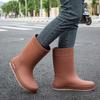 Fashion Rain Shoes Women's Medium and High Rain Boots Women's Waterproof Water Shoes Outer Wear Rubber Shoes Overshoes Water Boots