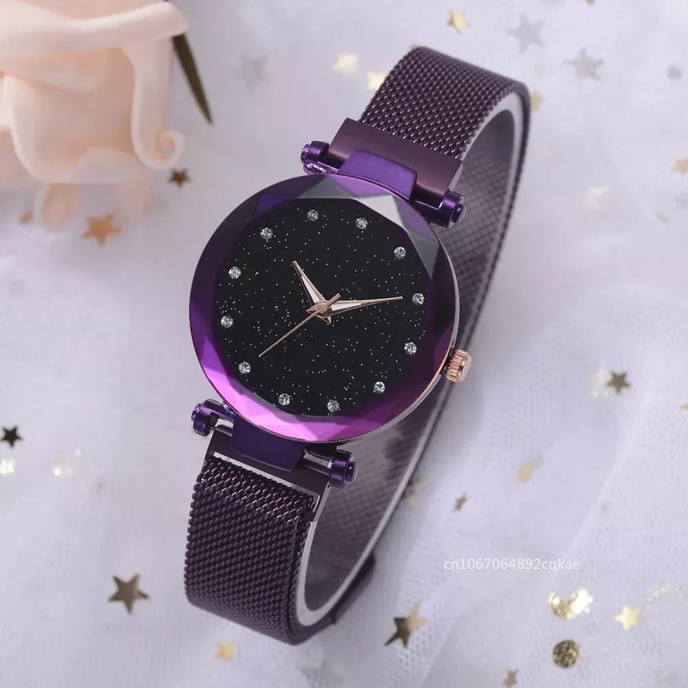 Women Fashion Diamond Quartz Wristwatches Luxury Women Watches Ladies Magnetic Starry Sky Watch Reloj Mujer Zegarek Damski