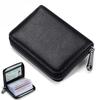 RFID Blocking Leather Credit Card Holder Wallet Zipper Card Case for Men and Women Large Capacity ID Card Organizer with 20 Card Slots and ID Windows