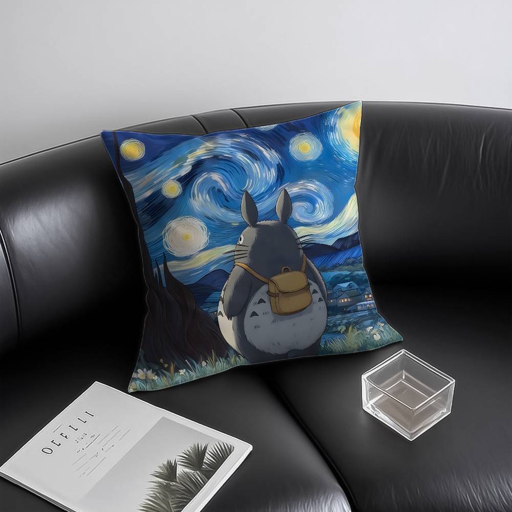Anime T-Totoro Pillow Case Anti-Dustmite Invisible Zipper Sofa Bed