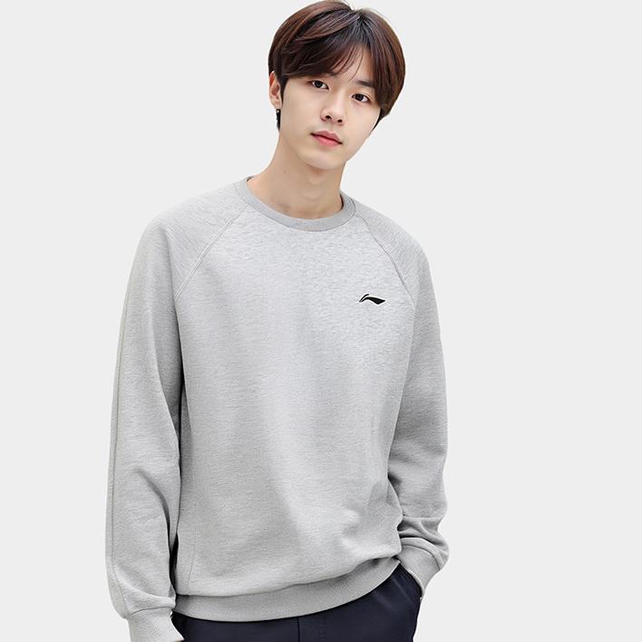 Li Ning Sweatshirts Unisex New Light Heather Gray Crew Neck Moderate AWDVH03-2