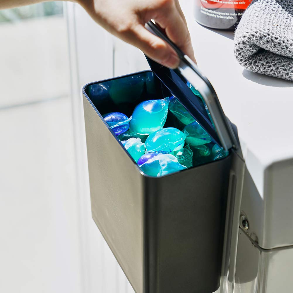 Yamazaki Jitsugyo Detergent magnetic pentru rufe Stocător cu bile Black Tower Cutie de reîncărcare cu bile cu gel 4267 Aprox.. L17XD9.5XH17cm