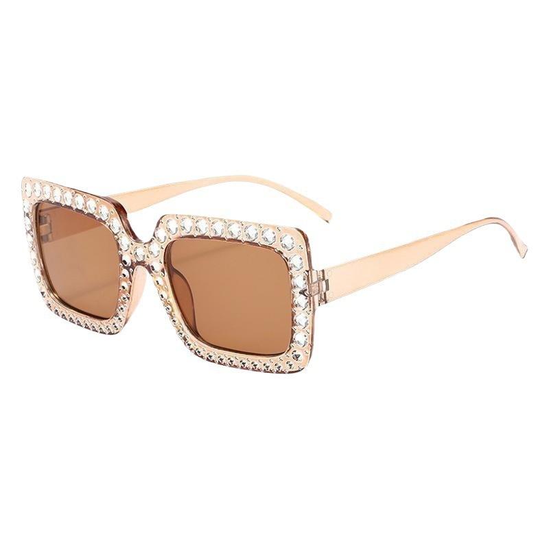 Women'S Uv-Proof Sunglasses Fashion Large-Frame Diamond-Encrusted Sunglasses Women'S Outdoor Sunscreen Glasses