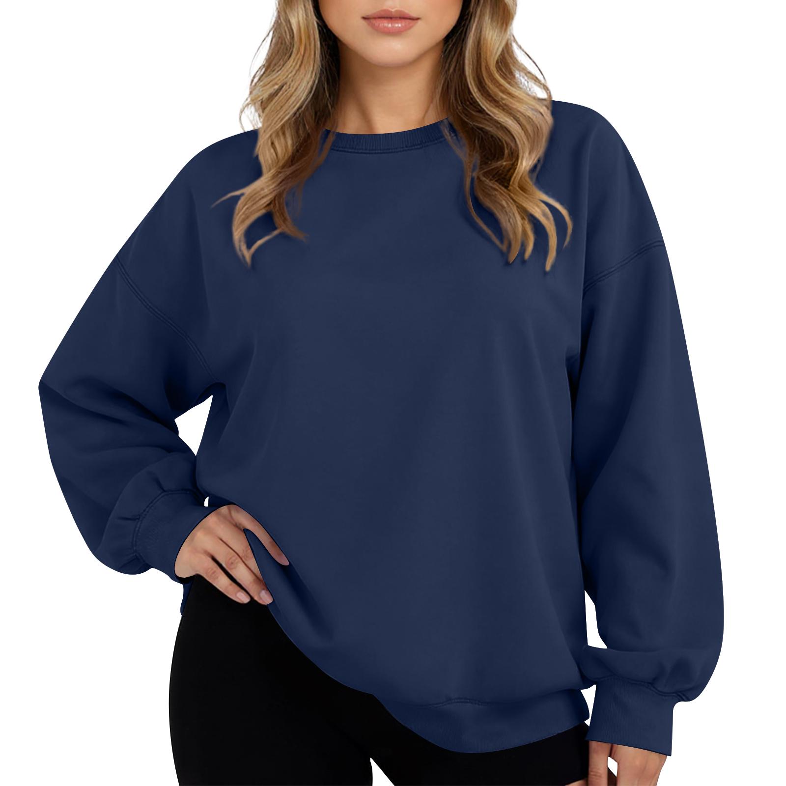 

Женское Худи Оверсайз с Капюшоном Флис Повседневный Комфортный Пуловер Топы Одежда тёмно-синий