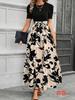 2025 Amazon cross-border exclusive for European and American women's clothing, flower printing, high waist fashion and elegant temperament dress