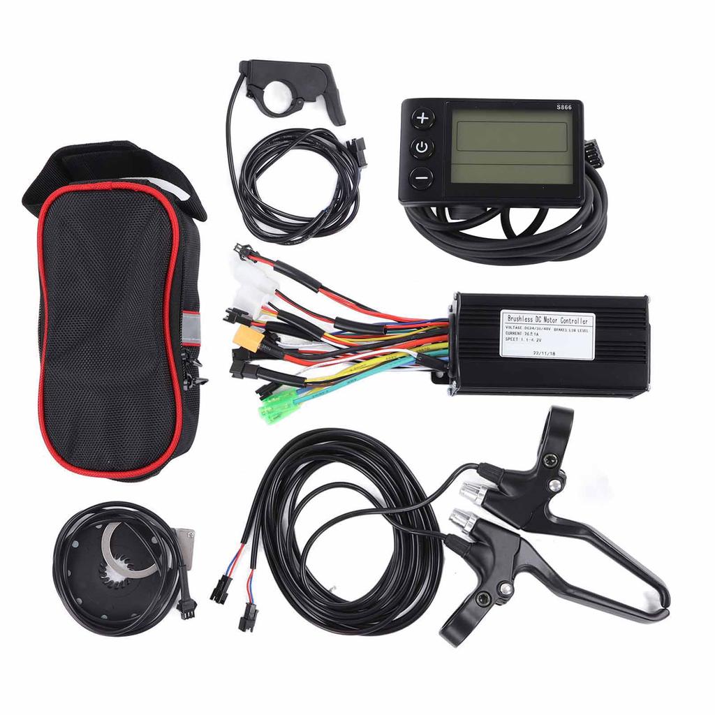 Electric Bicycle Conversion Kit 26A 3 Mode Controller S866 Panel Thumb Throttle and Brake Handle for 500W To 750W Motor