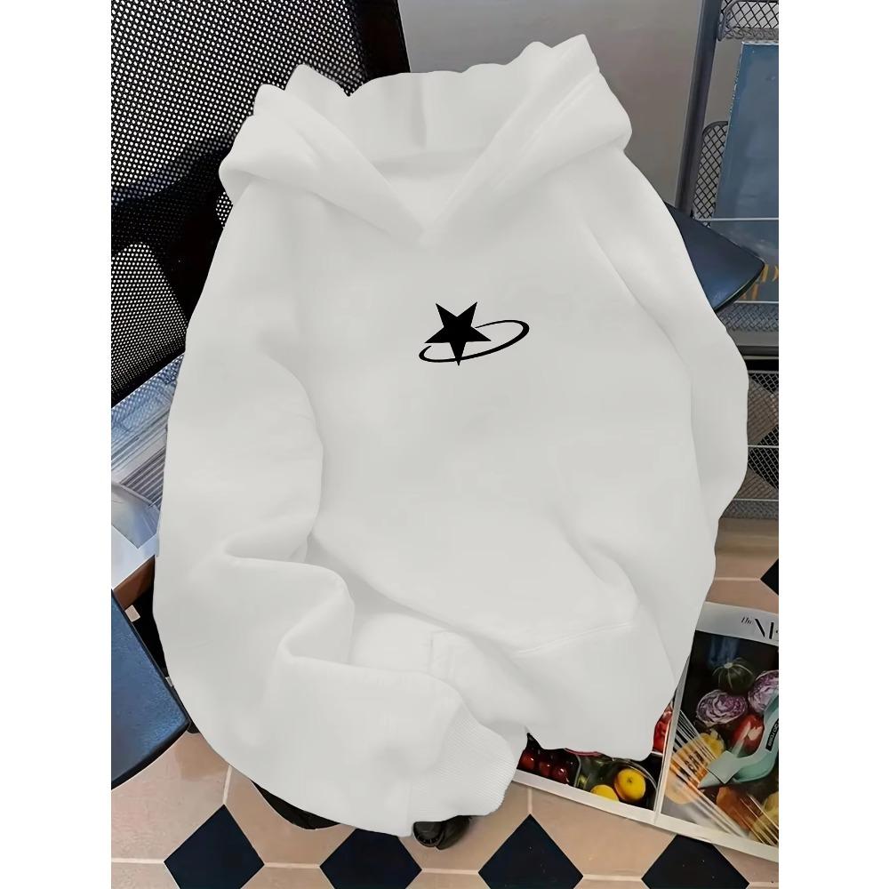Fashionable Comfortable Star Line Circular Print Spring Autumn Long Sleeved Sweatshirt Casual Sports Loose Versatile Hoodie