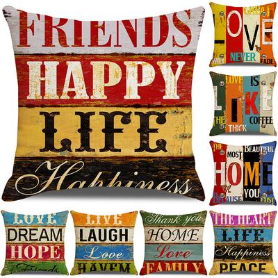 Retro American Wooden Board Letters Admonishment Digital Printing Linen Pillowcase New Home
