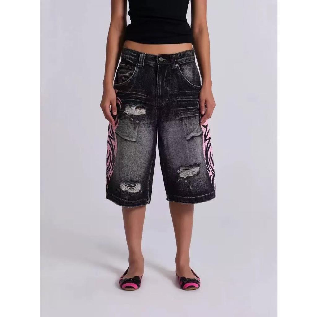 Jeans Unisex a Vita Alta Gamba Dritta Pantaloni a Vestibilità Larga Streetwear Pantaloni in Denim Vintage