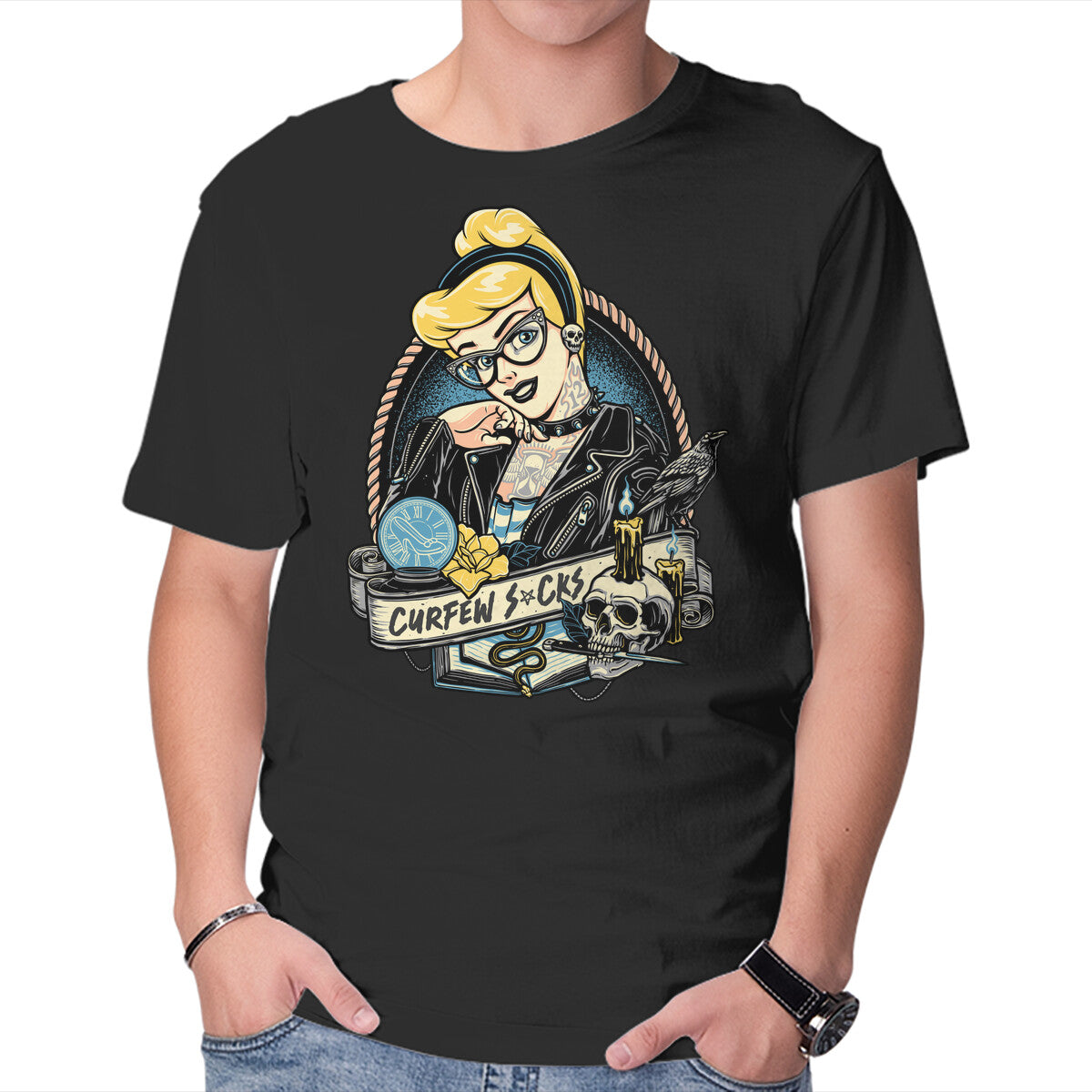 Unisex Crew Neck T-Shirt Curfew Sucks Graphic Short Sleeve Casual Tee S