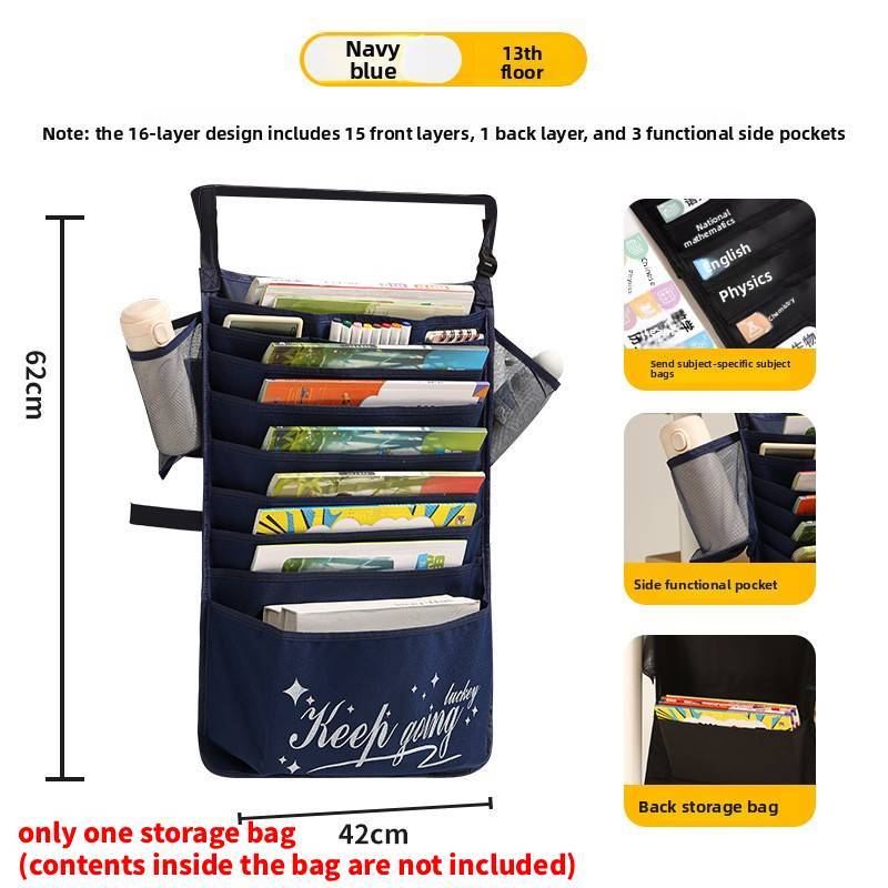 Oxford Cloth Multilayer Wall Mount Organizer With Hanging Design For Classroom And Home Storage