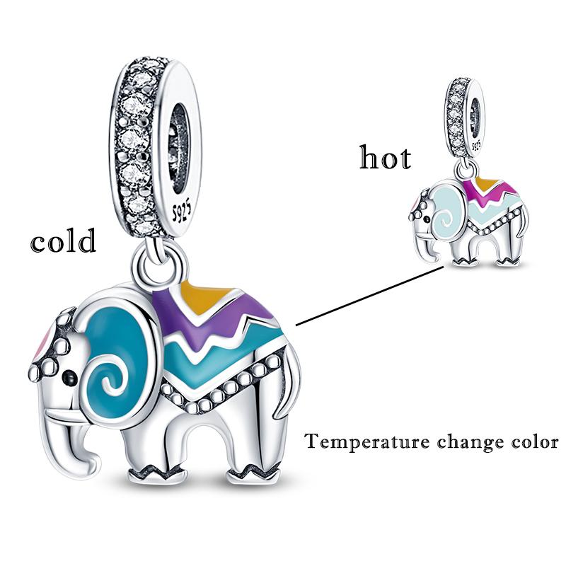 Original Copper Charms Beads Black Cat Colorful Elephant Pendant For Bracelet Women Diy Jewelry Gift Making