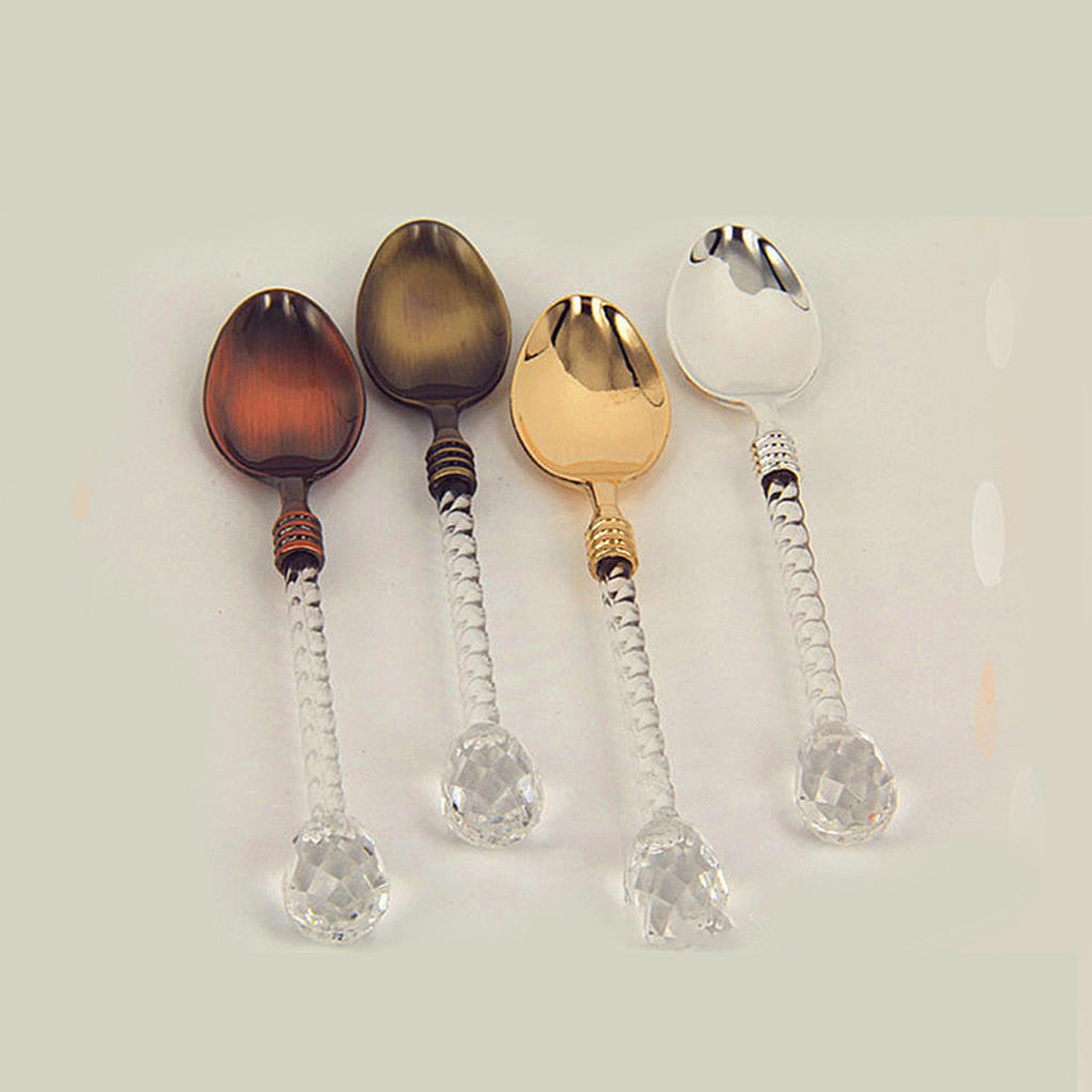 Crystal Coffee Spoon Dessert Scoop Vintage Style Scoops Decoration Gift Tableware Restaurant Kitchen Accessories