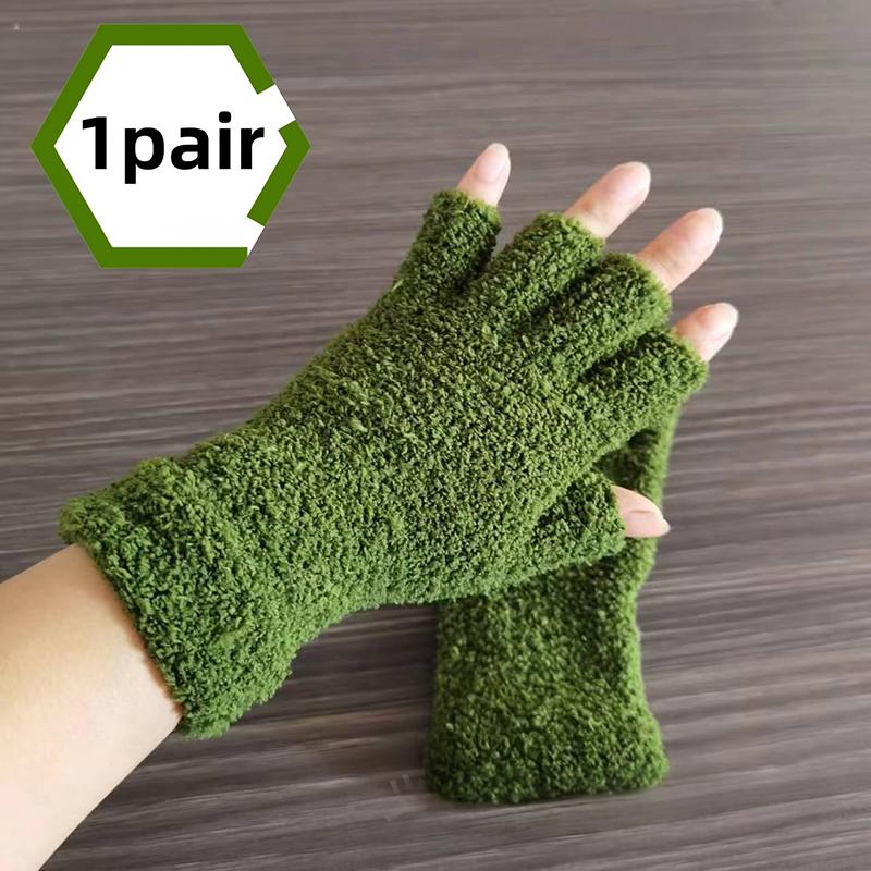

1 пара милых теплых перчаток для письма, студенческие, антипиллинговые, модные, из кораллового флиса, минималистичные, сенсорные, подарок, зимние
