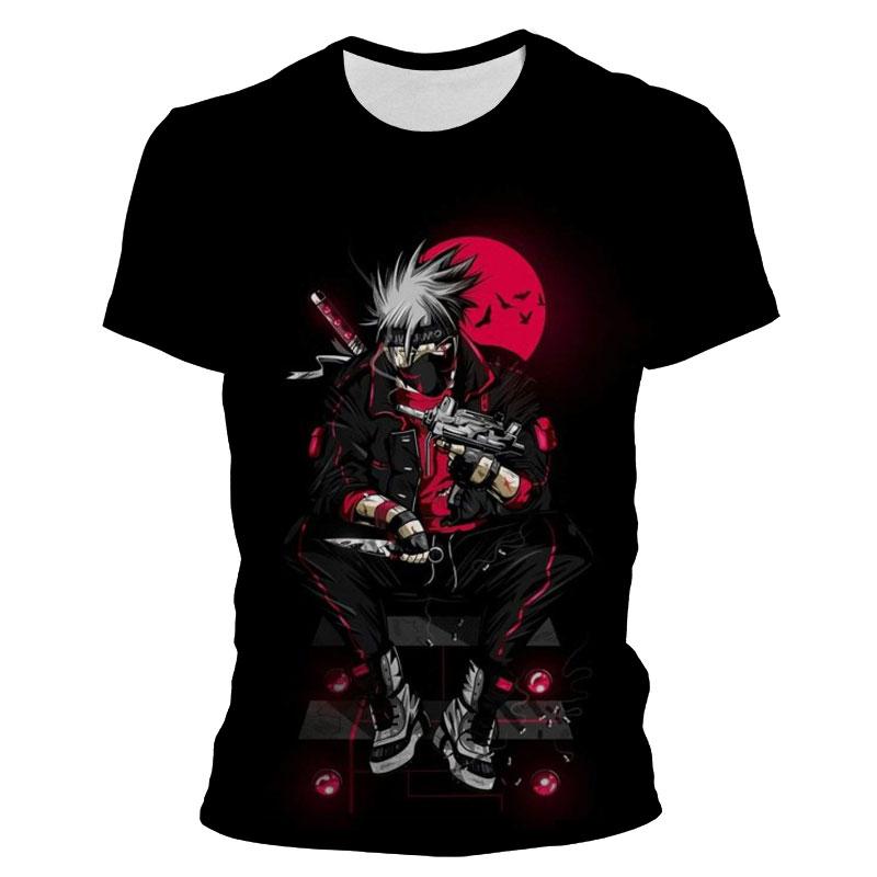 Ny mote T-skjorte for menn Naruto Kakashi Cartoon Anime Barn T-skjorter Sommer Kortermede Kvinner Oversized klær Topper