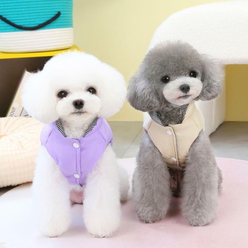 Dog Clothing Pet Clothing Winter and Autumn Cotton Coat Teddy Pet Cloth Winter Outfit New Style Warm Cotton Vest Blue Pet Parkas