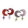 European & American Glittering Moon & Star Ear Hooks - Acrylic Seven-Color Dangle & Stud Earrings
