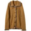 Sancai 2026 Winter Plush Trim Knit Cardigan
