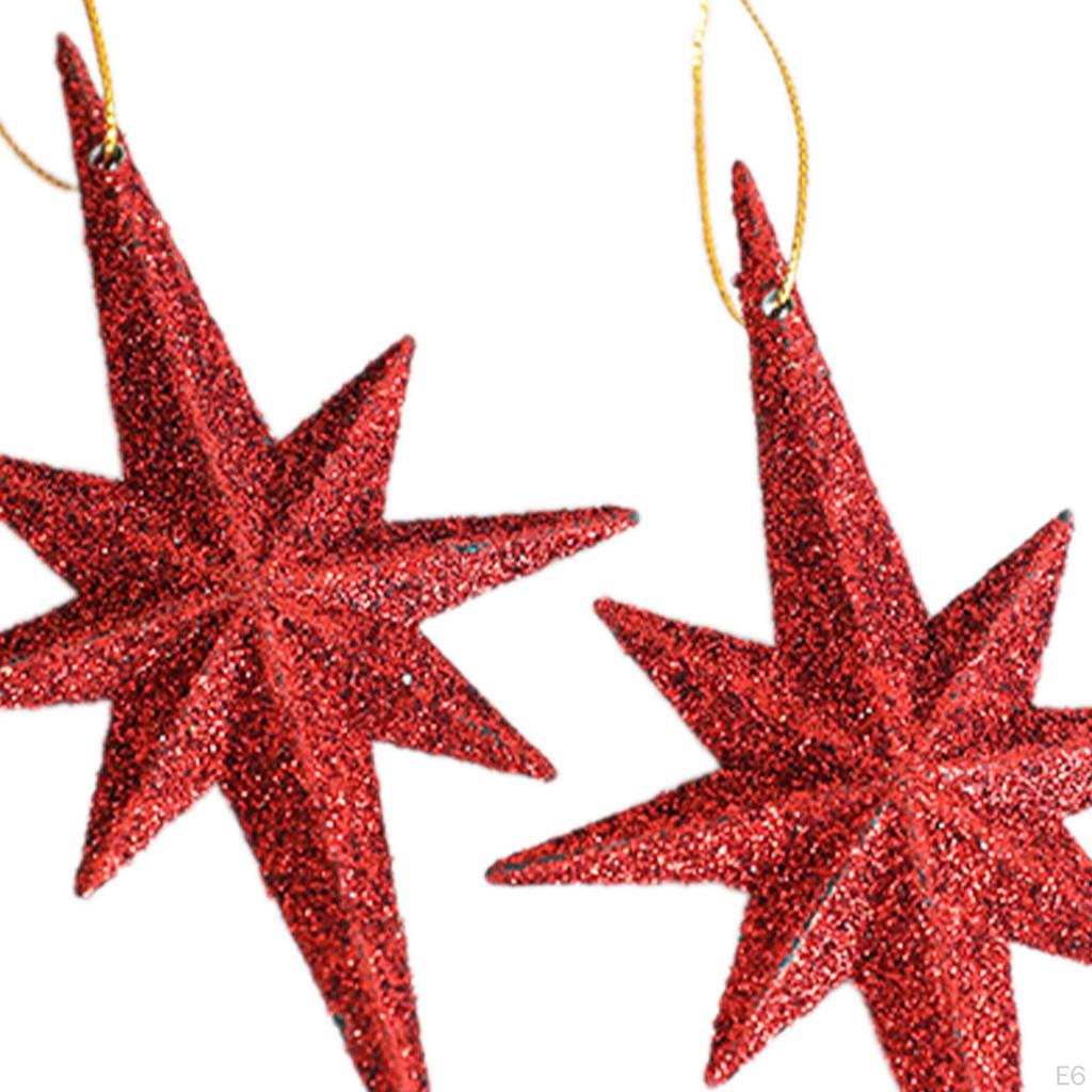 2 Pieces Christmas Glitter Star Pendants Hanging Ornaments Decor for Wedding