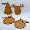 Decorative Nut And Fruit Tray Christmas Tree Elk Serving Tray, Durable Wood Partitioned Design Food Server Platter, Dinnerware for Charcuterie Snacks