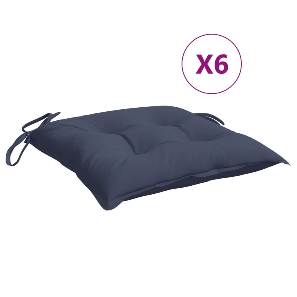 Chair Cushions 6 Pcs. Navy Blue 40 X 40 X 7 Cm Oxford Fabric