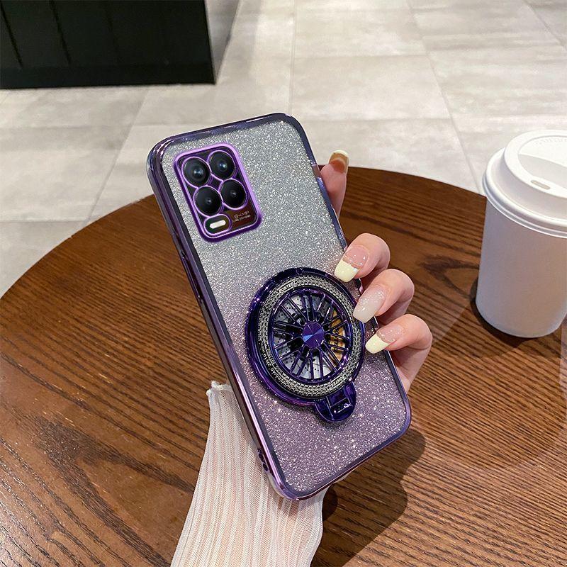 Realme8 Mobile Phone Case New Gyro Bracket Realme Real 8 Pro Rotating Decompression Creative Gradual Change Glitter