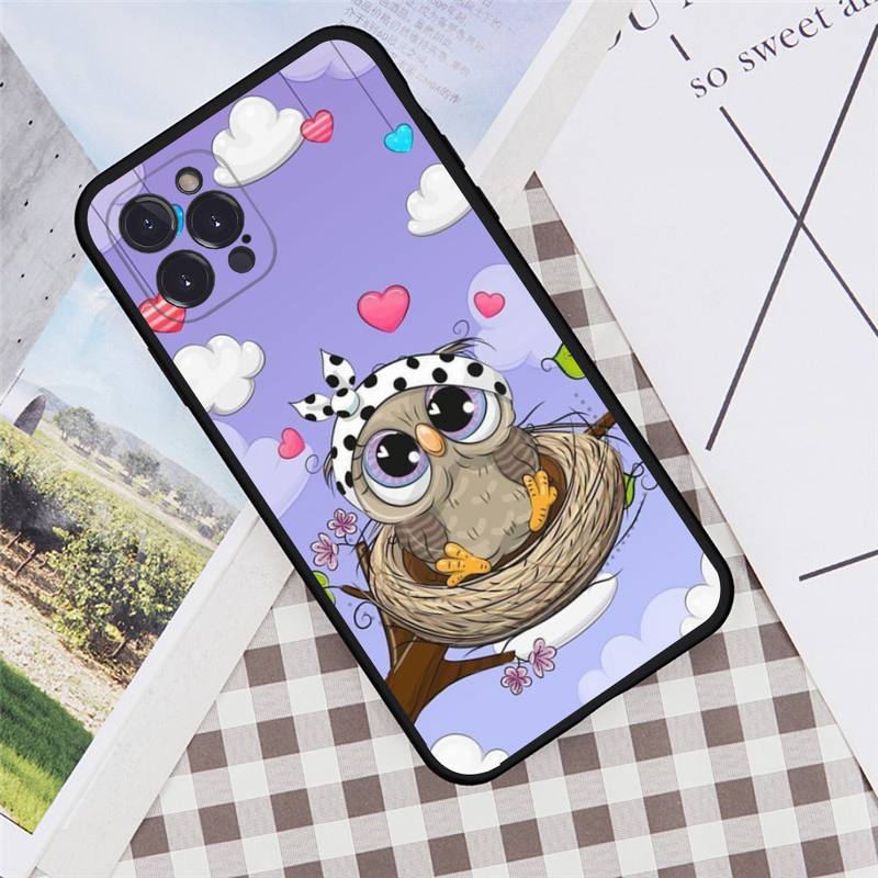 Animal Cute Cartoon Owl Phone Case For iPhone 6 7 8 Plus 11 12 13 14 Pro SE 2020 MAX Mini X XS XR Back Funda Cover