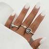 Stylish Black Crystal Geometric Adjustable Open Ring | Minimalist Square Design for Women
