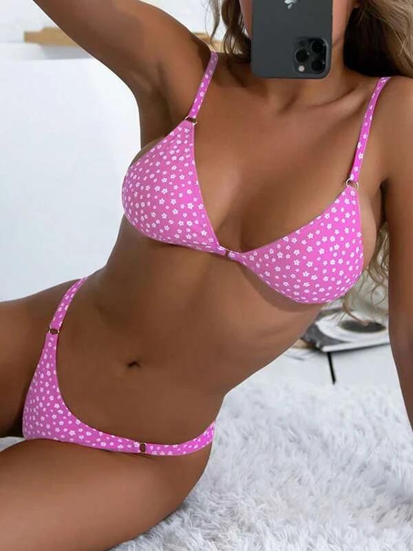 

Сексуальный купальник бикини без рукавов с халтером, с нагрудными подушечками и плавками с высоким вырезом Large розовый
