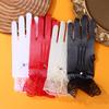Elegant Ladies Short Lace Gloves Sheer Fishn Net Prom Party Gloves Female's Fashionable Soild Color Full-finger Mittens