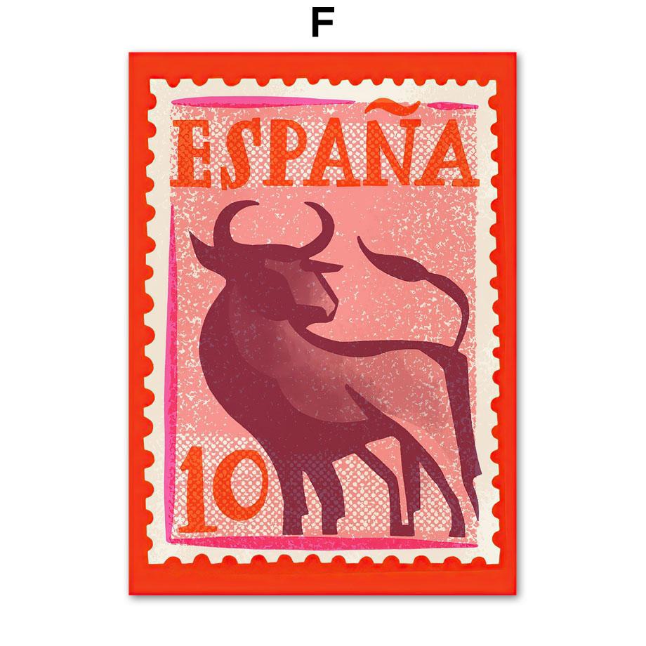Niederlande Usa Frankreich Spanien Italien Briefmarke Nordic Poster Wand Kunstdrucke Leinwand Malerei Dekor Bilder Für Wohnzimmer