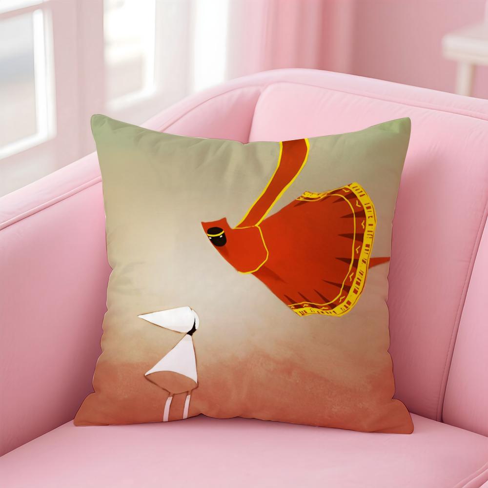 Anime Kwaii Game MMonument Valley Cushion Cover Pillowcase Short Plush Invisible Zipper Room Sofa Cushion Cover