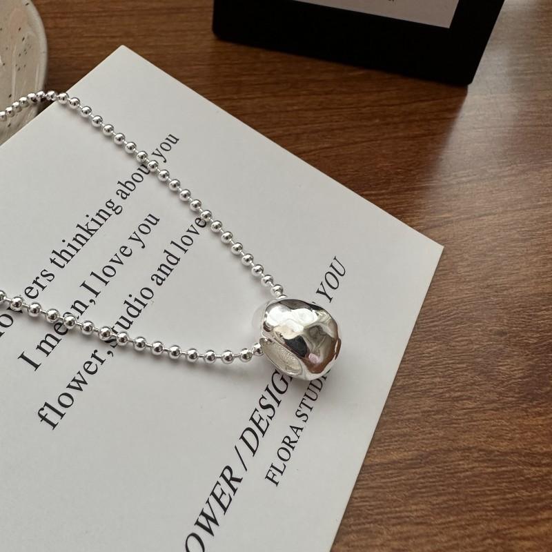 

S925 Sterling Silver Knock Face Water Drop Necklace Wind Fashion Simple Personality Collarbone Chain 925 silver