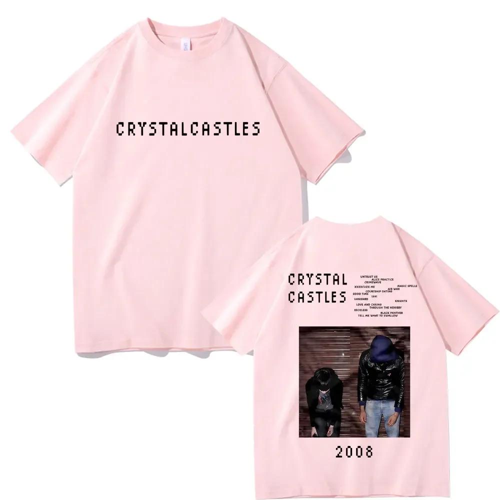 Crystal Castles Doppelseitig Bedruckte T-Shirts Unisex Wounisex Hip Hop Rock Übergroße T-Shirts Herren Gothic T-Shirt Unisexs Vintage T-Shirt B