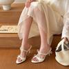Fashion New Style Women's Beautiful Butterfly Knot Line with High Heels Slippers Summer Pointed Fine Heels Open Toe Non-slip Sandals