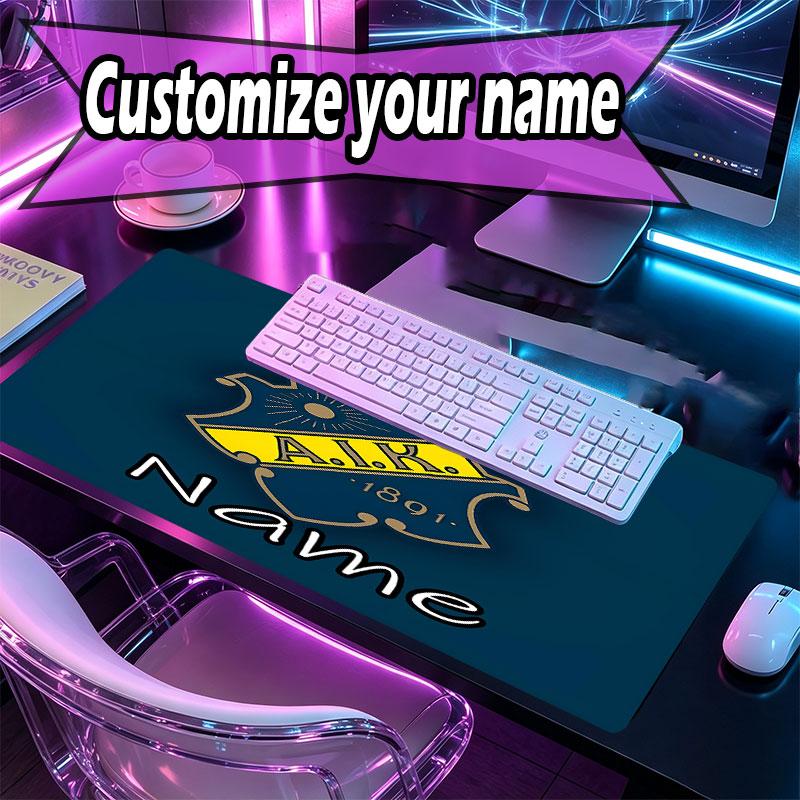 Custom Name Personalized AIK Fotboll Pattern Mousepad, Laptop PC Desk Mat, Decorative Desk Mat for Home Keyboard Pad Gift