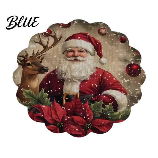 Tapis décoratif d'isolation thermique Rond Set de table de Noël 14 pouces Motif festif Antidérapant Protecteur de table Couvercle de table anti-brûlure Endroit pour manger