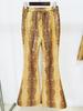 In Stock: 2025 European & American Fashion Snakeskin Leather Jacket & Flared Pants Set