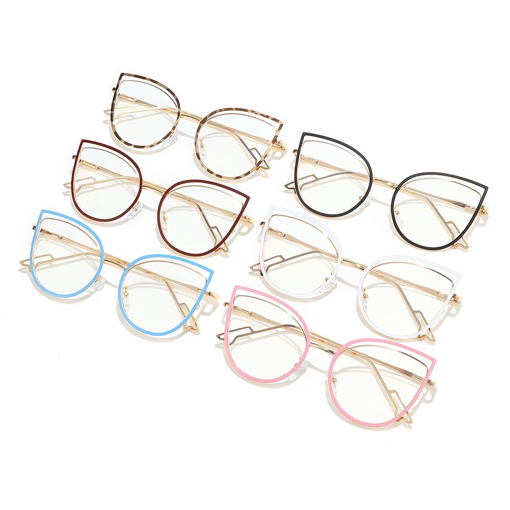 Trendy Color Changing Glasses, Anti Blue Light Glasses, Women's Fashionable Flat Light Glasses, Cat's Eye Frames