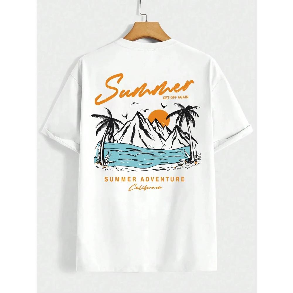 

Лето Set Off Again Adventure California Мужская футболка хлопковая свободная футболка модная толстовка свободные летние топы XXXXXL белый