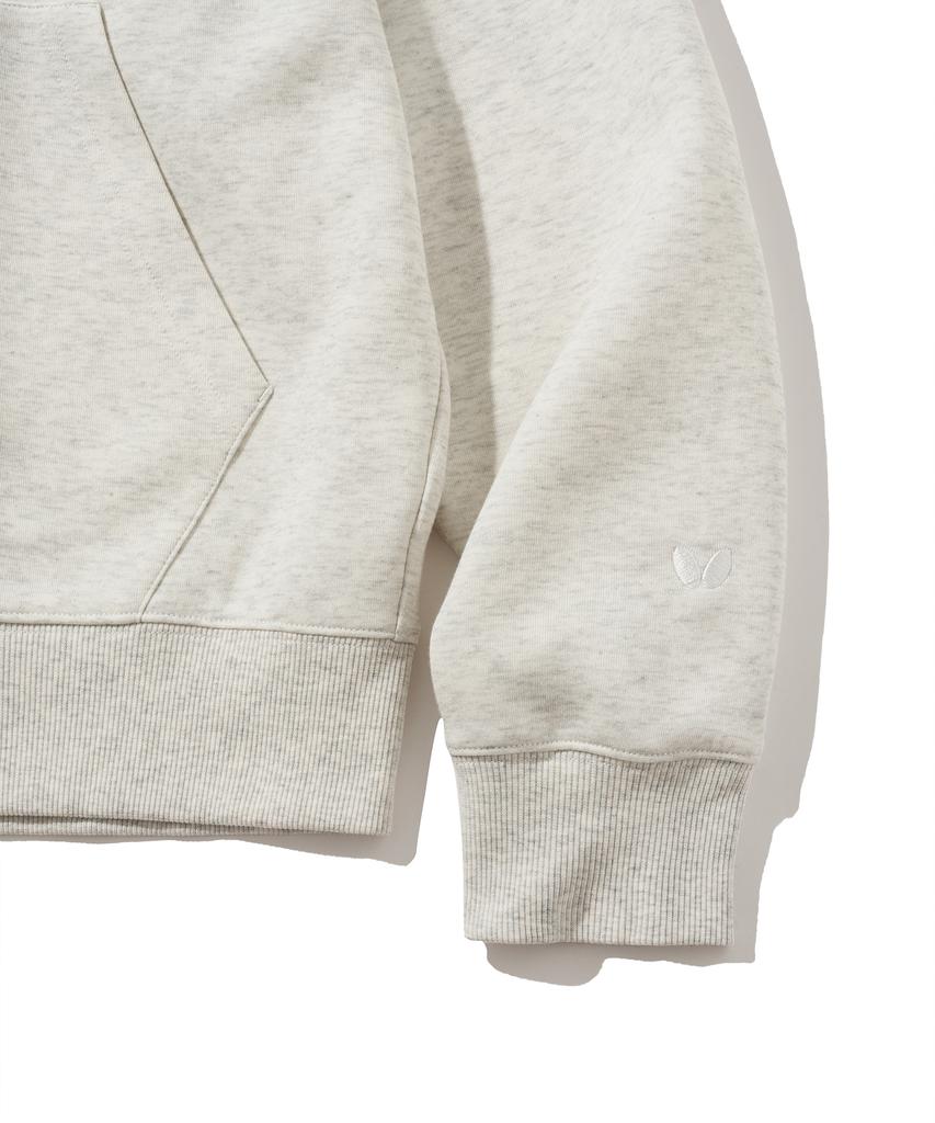 Butterfly Sportswear Original Embroidered Logo 2-Way Zip-Up Hoodie Oatmeal