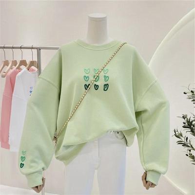 Women's Loose Embroidered Autumn Sweatshirt - Korean BF Style, Versatile & Hoodless