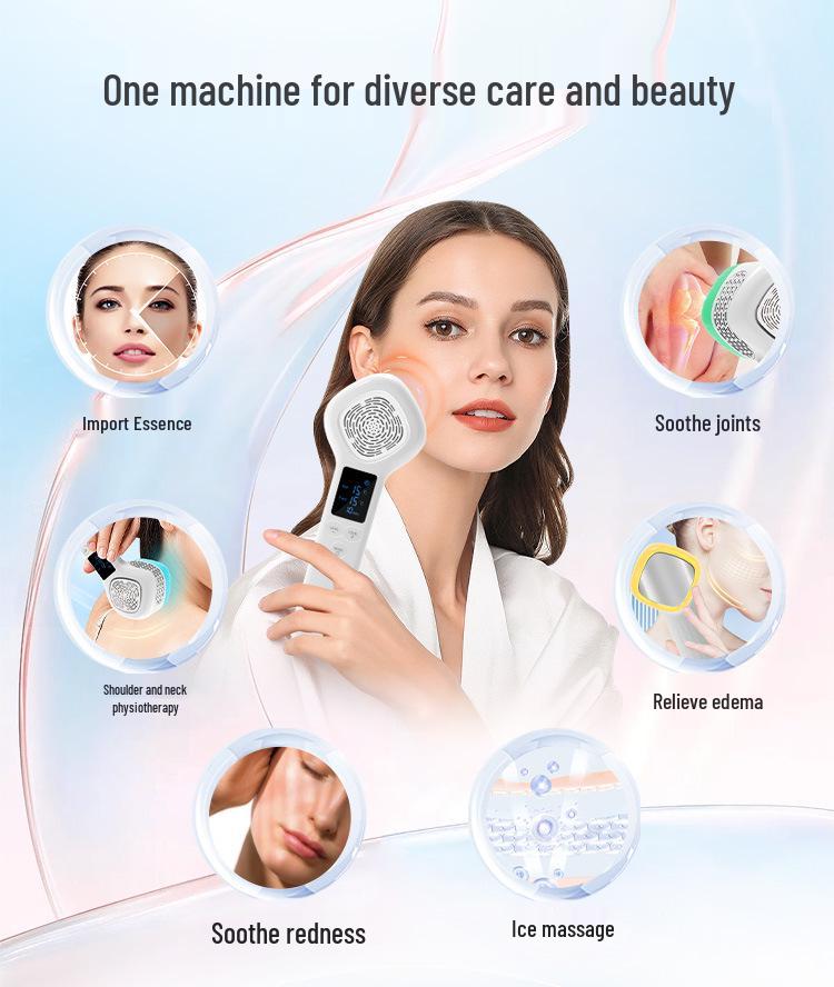 Handheld Ice & Heat Compress Facial Rejuvenation Device with 6 Color Light Therapy